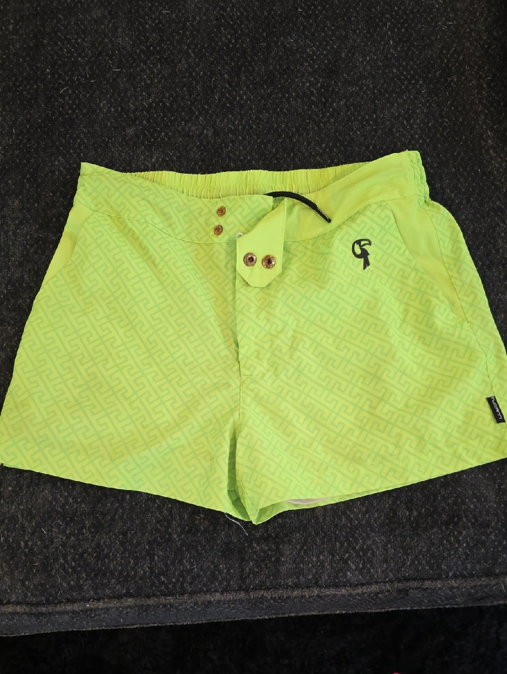 Neon Lime Swim Shorts with Subtle Pattern